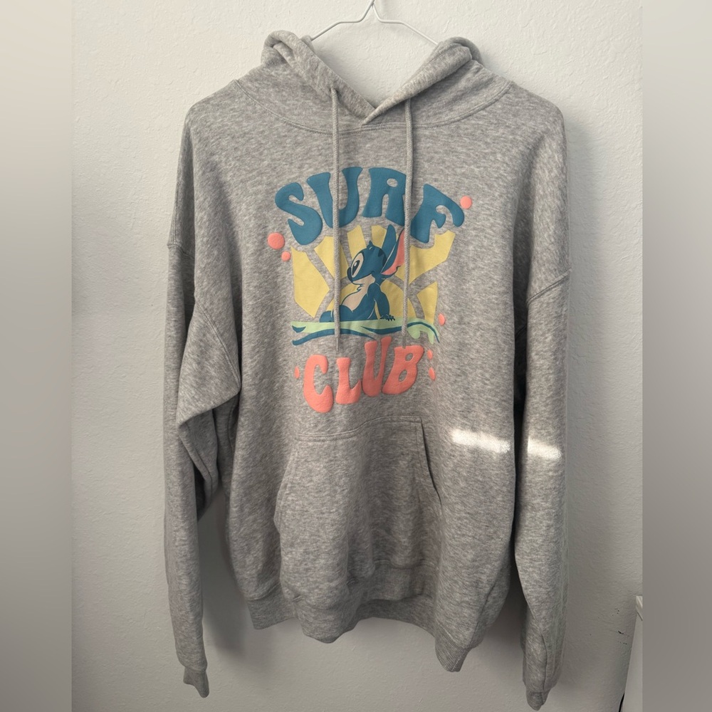 Disney Stitch Graphic Gray Hoodie - Size Large